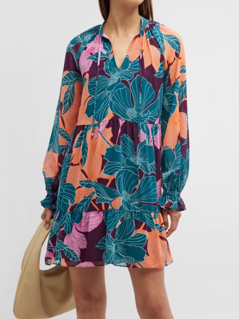 Trina Turk Rhapsodic Floral Print Mini Dress Boho Resort Vacation Small